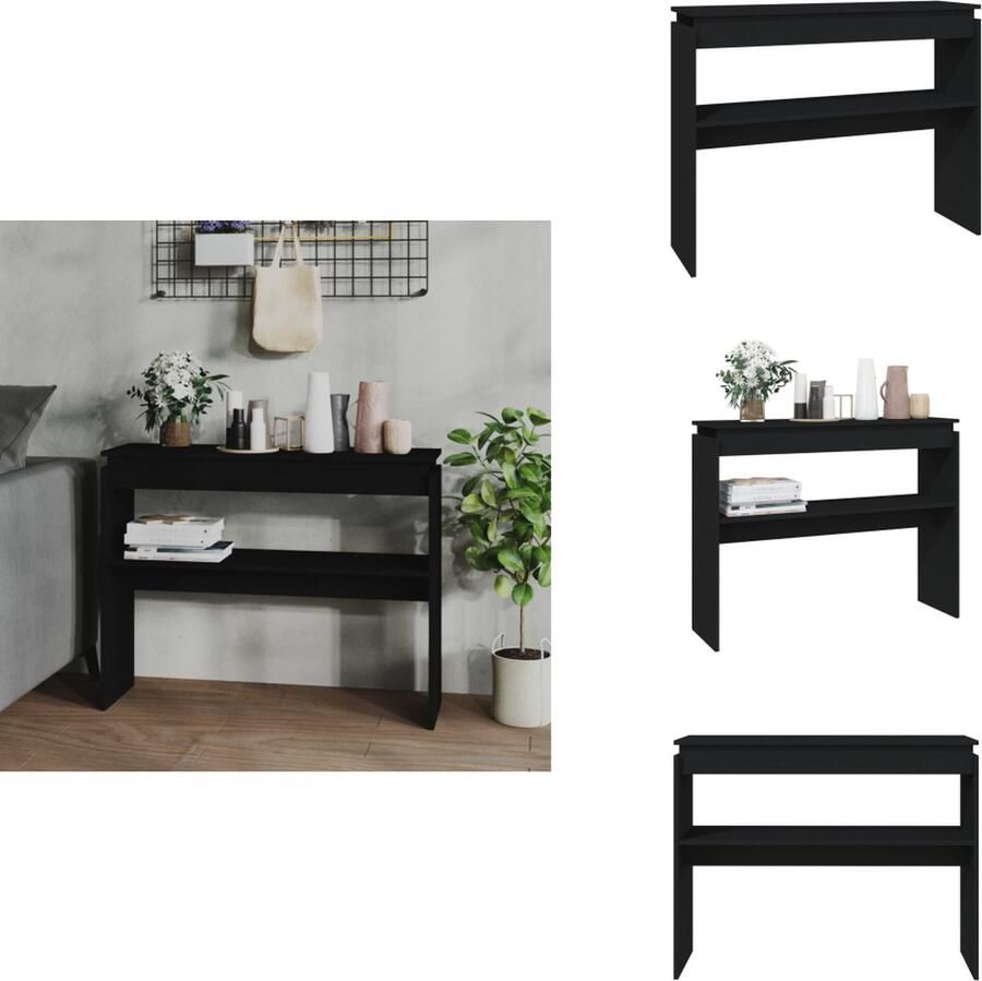 VidaXL Bijzettafel Bijzettafels Tafel Tafels Wandtafel 102x30x80 cm bewerkt hout zwart - Foto 2