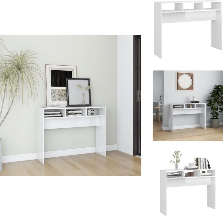 VidaXL Bijzettafel Bijzettafels Tafel Tafels Wandtafel 105x30x80 cm bewerkt hout hoogglans wit