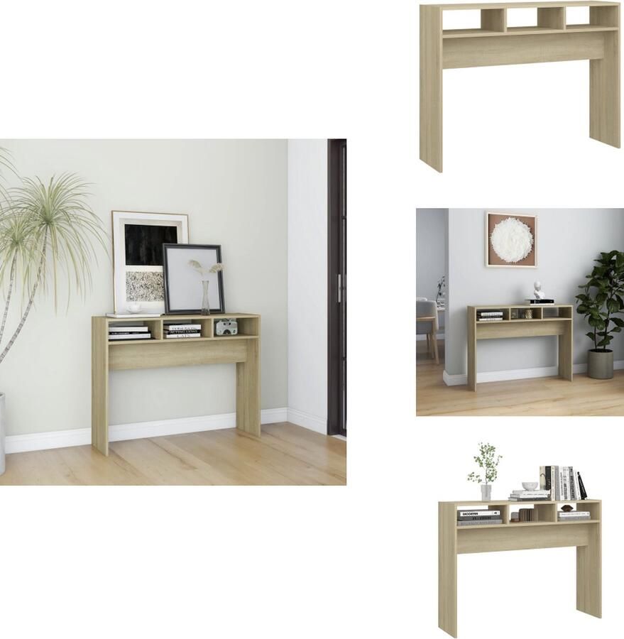 VidaXL Bijzettafel Bijzettafels Tafel Tafels Wandtafel 105x30x80 cm bewerkt hout sonoma eikenkleurig - Foto 2