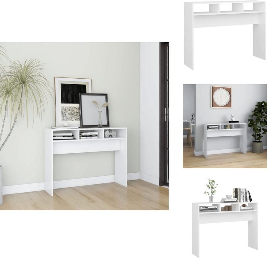 VidaXL Bijzettafel Bijzettafels Tafel Tafels Wandtafel 105x30x80 cm bewerkt hout wit