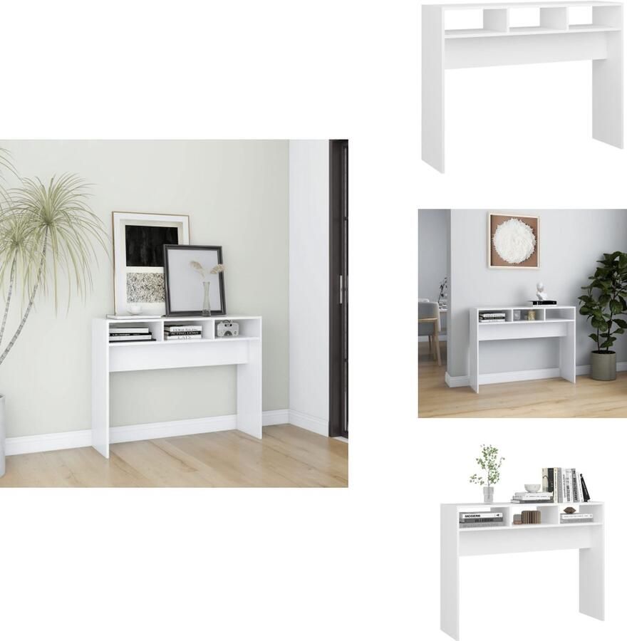 VidaXL Bijzettafel Bijzettafels Tafel Tafels Wandtafel 105x30x80 cm bewerkt hout wit - Foto 2