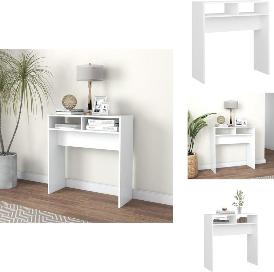 VidaXL Bijzettafel Bijzettafels Tafel Tafels Wandtafel 78x30x80 cm bewerkt hout wit