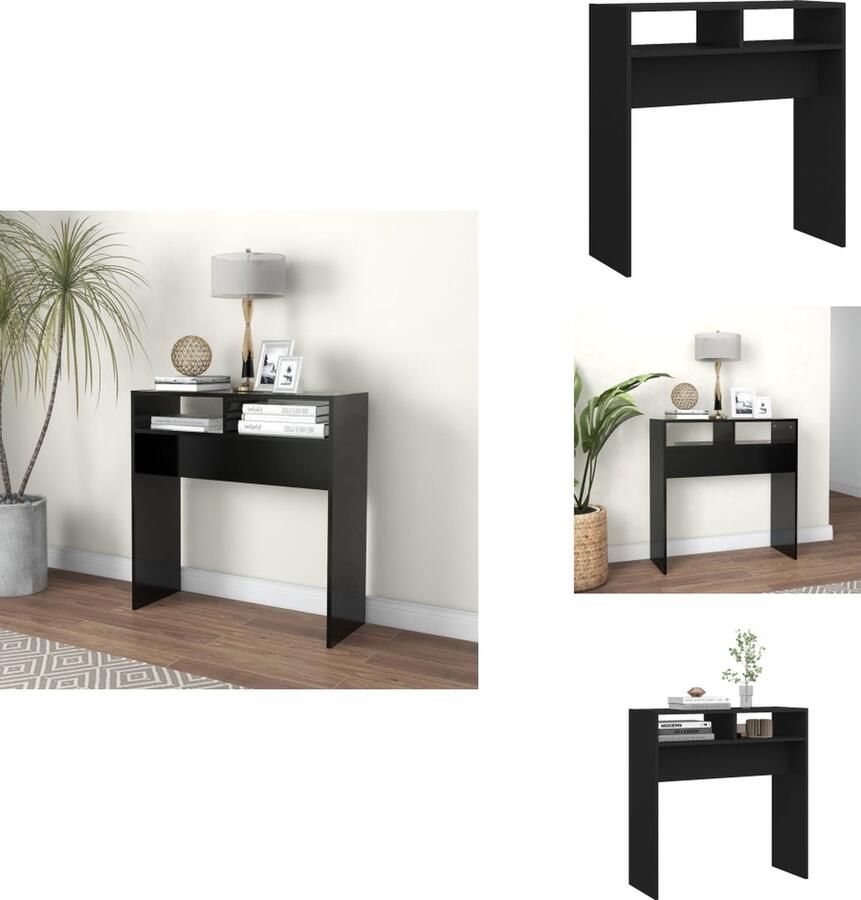 VidaXL Bijzettafel Bijzettafels Tafel Tafels Wandtafel 78x30x80 cm bewerkt hout zwart - Foto 2