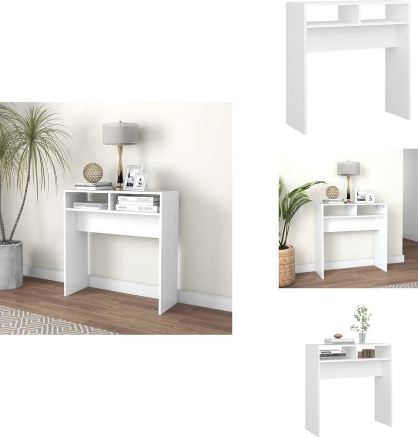 VidaXL Bijzettafel Bijzettafels Tafel Tafels Wandtafel 78x30x80 cm bewerkt hout wit - Foto 2