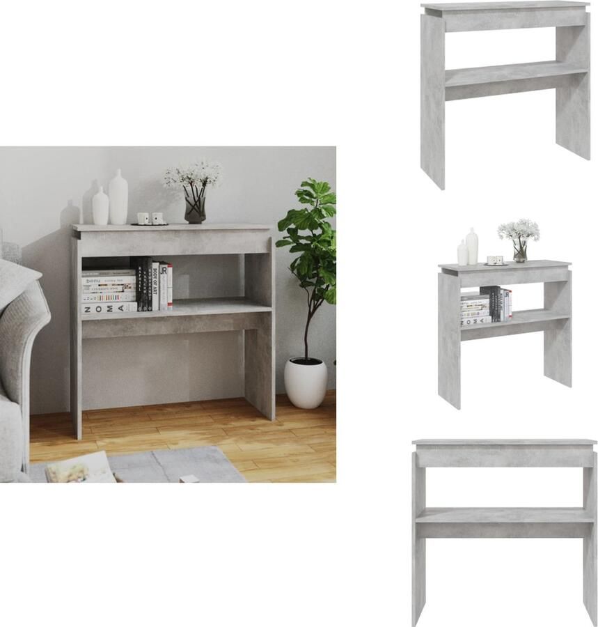 VidaXL Bijzettafel Bijzettafels Tafel Tafels Wandtafel 80x30x80 cm bewerkt hout betongrijs - Foto 2