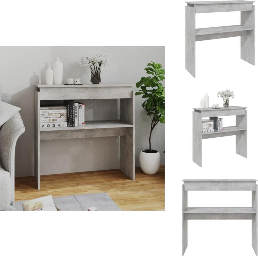 VidaXL Bijzettafel Bijzettafels Tafel Tafels Wandtafel 80x30x80 cm bewerkt hout betongrijs
