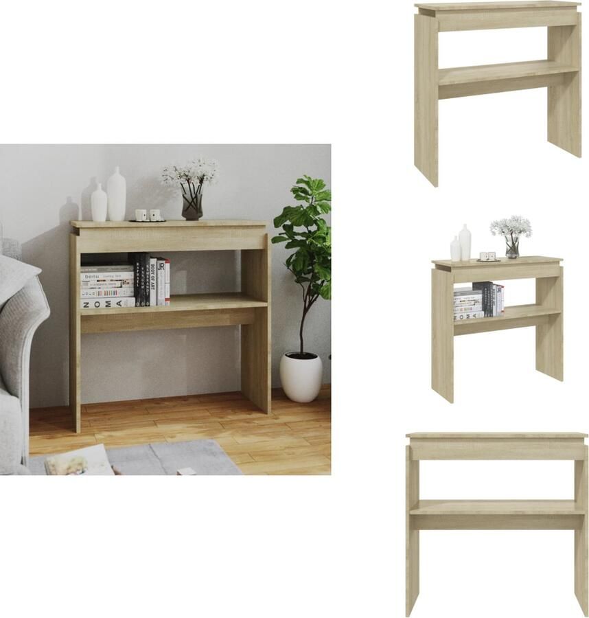 VidaXL Bijzettafel Bijzettafels Tafel Tafels Wandtafel 80x30x80 cm bewerkt hout sonoma eikenkleurig - Foto 2