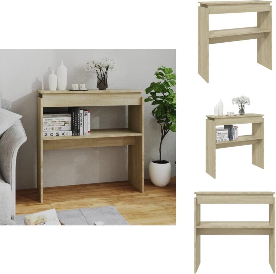 VidaXL Bijzettafel Bijzettafels Tafel Tafels Wandtafel 80x30x80 cm bewerkt hout sonoma eikenkleurig