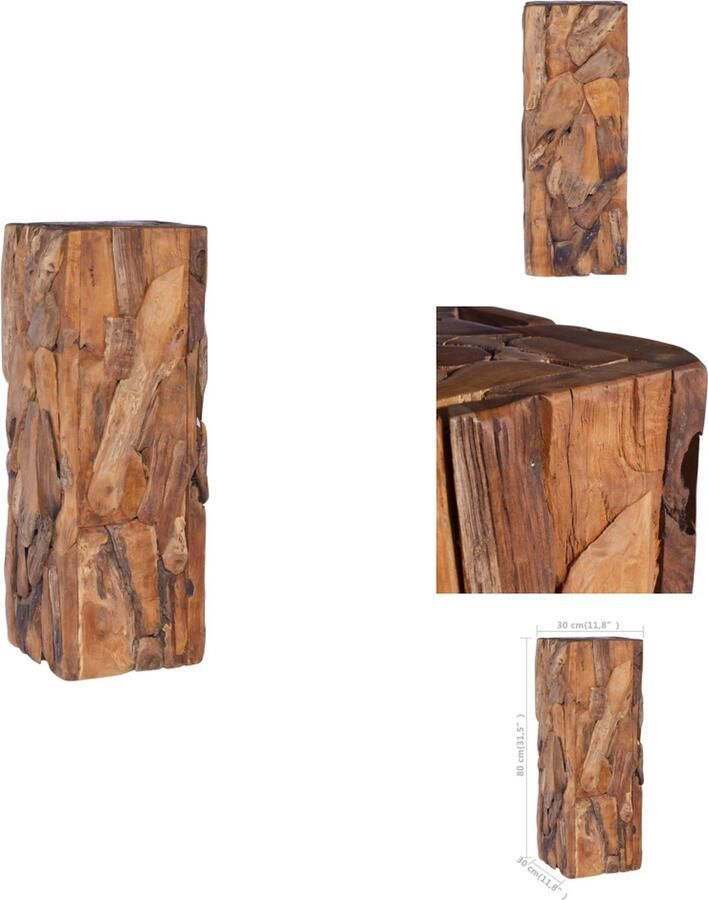 VidaXL Bijzettafel Bijzettafels Tafeltje Tafeltjes Bijzettafel 30x30x80 cm massief teakhout