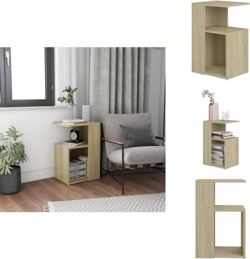 VidaXL Bijzettafel Bijzettafels Tafeltje Tafeltjes Bijzettafel 36x30x56 cm bewerkt hout sonoma eikenkleurig