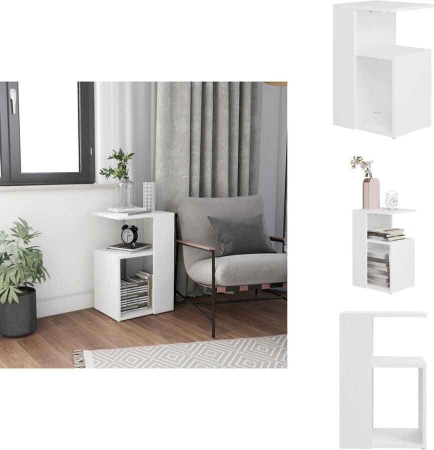 VidaXL Bijzettafel Bijzettafels Tafeltje Tafeltjes Bijzettafel 36x30x56 cm bewerkt hout wit