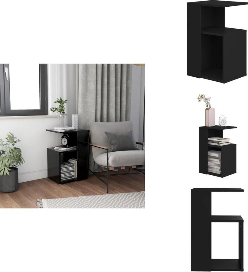 VidaXL Bijzettafel Bijzettafels Tafeltje Tafeltjes Bijzettafel 36x30x56 cm bewerkt hout zwart