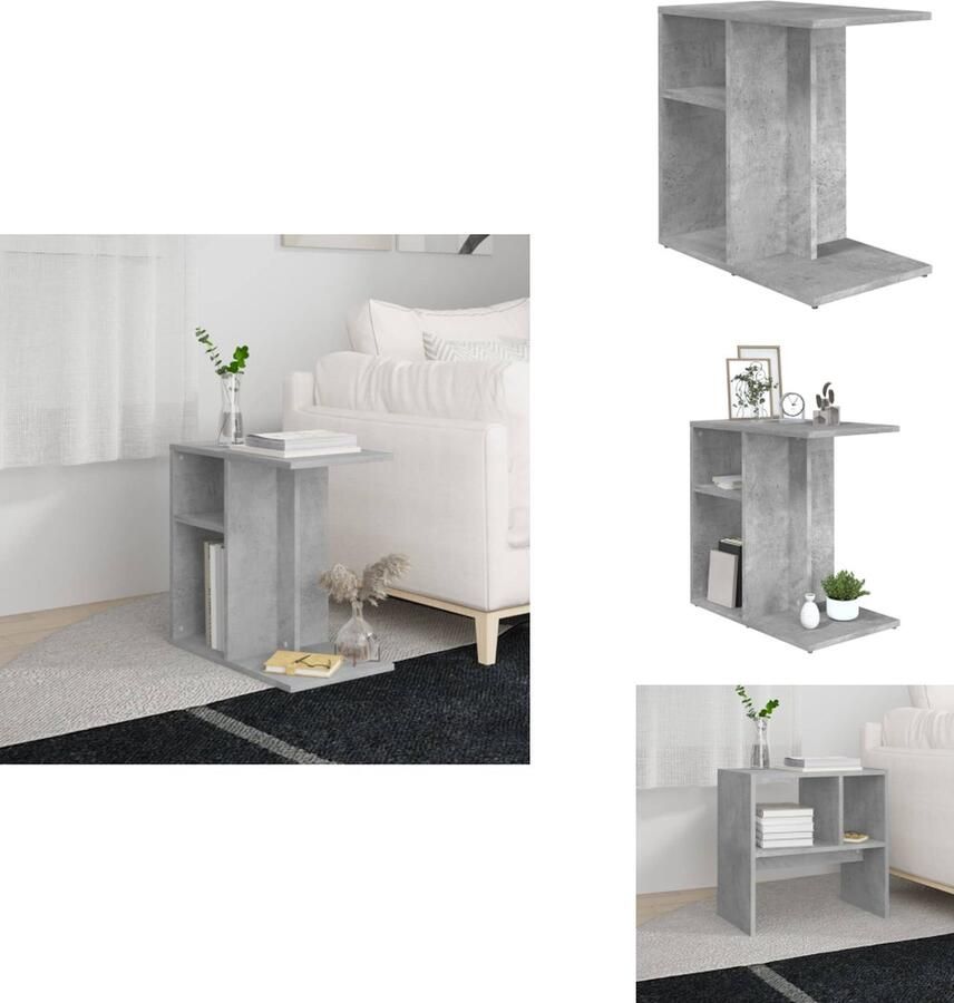 VidaXL Bijzettafel Bijzettafels Tafeltje Tafeltjes Bijzettafel 50x30x50 cm bewerkt hout betongrijs
