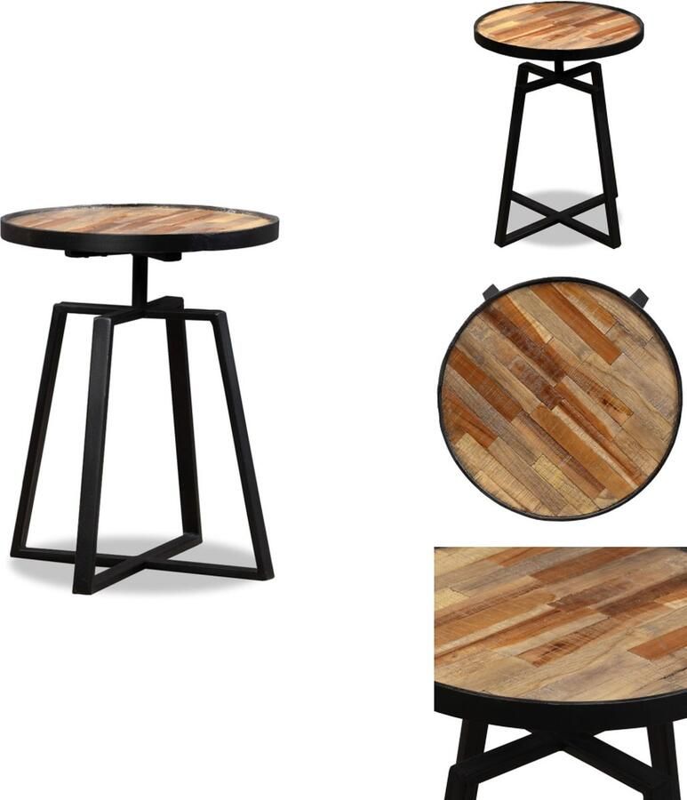 VidaXL Bijzettafel Bijzettafels Teakhouten Tafel Teakhouten Tafels Bijzettafel rond massief gerecycled teakhout
