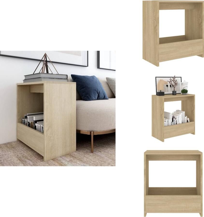 VidaXL Bijzettafel Bijzettafels Zijtafel Zijtafels Bijzettafel 50x26x50 cm bewerkt hout sonoma eikenkleurig - Foto 2