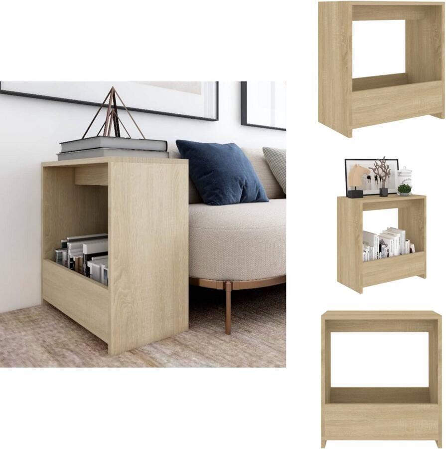 VidaXL Bijzettafel Bijzettafels Zijtafel Zijtafels Bijzettafel 50x26x50 cm bewerkt hout sonoma eikenkleurig