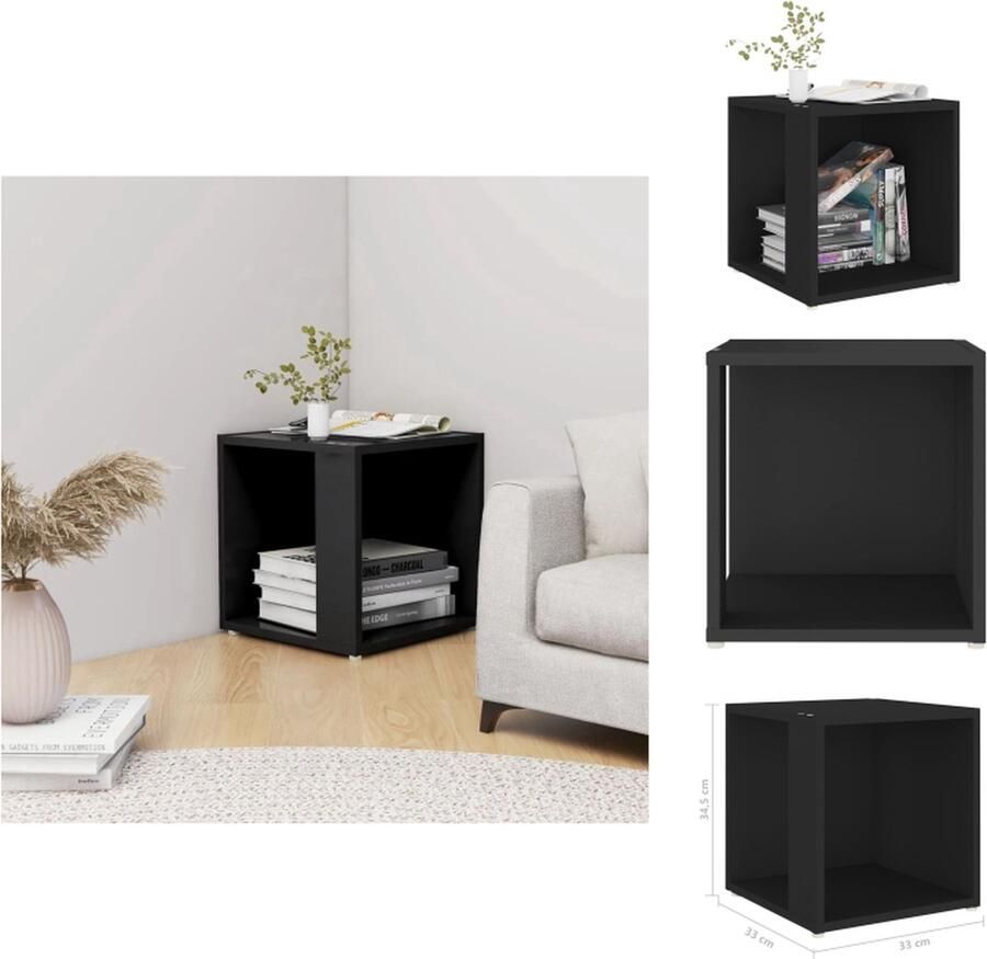VidaXL Bijzettafel Bijzettafeltje Bijzettafeltjes Hoekkast Bijzettafel 33x33x34 5 cm bewerkt hout zwart