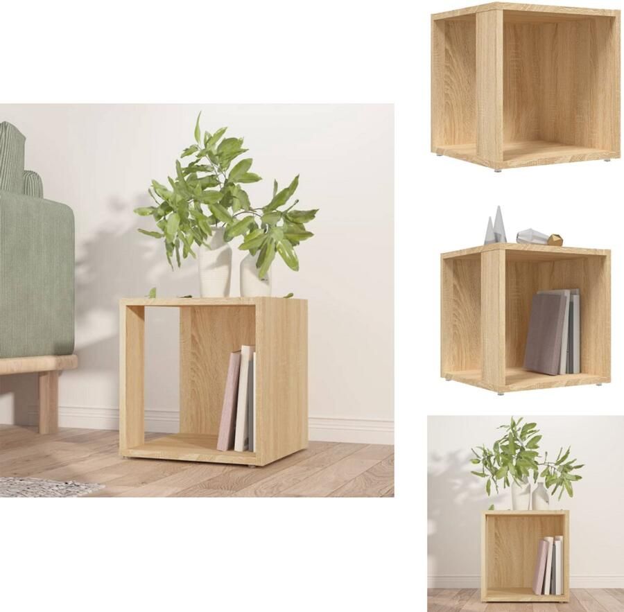 The Living Store Hoektafel + bijzettafel 33 x 33 x 34.5 cm sonoma eiken spaanplaat Hoektafeltje Bijzettafel Salontafel Houten Meubilair Houten Bijzettisch - Foto 2