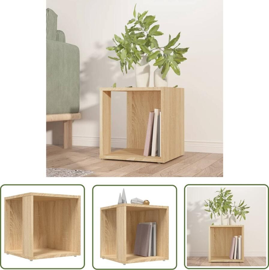 The Living Store Hoektafel + bijzettafel 33 x 33 x 34.5 cm sonoma eiken spaanplaat Hoektafeltje Bijzettafel Salontafel Houten Meubilair Houten Bijzettisch - Foto 3