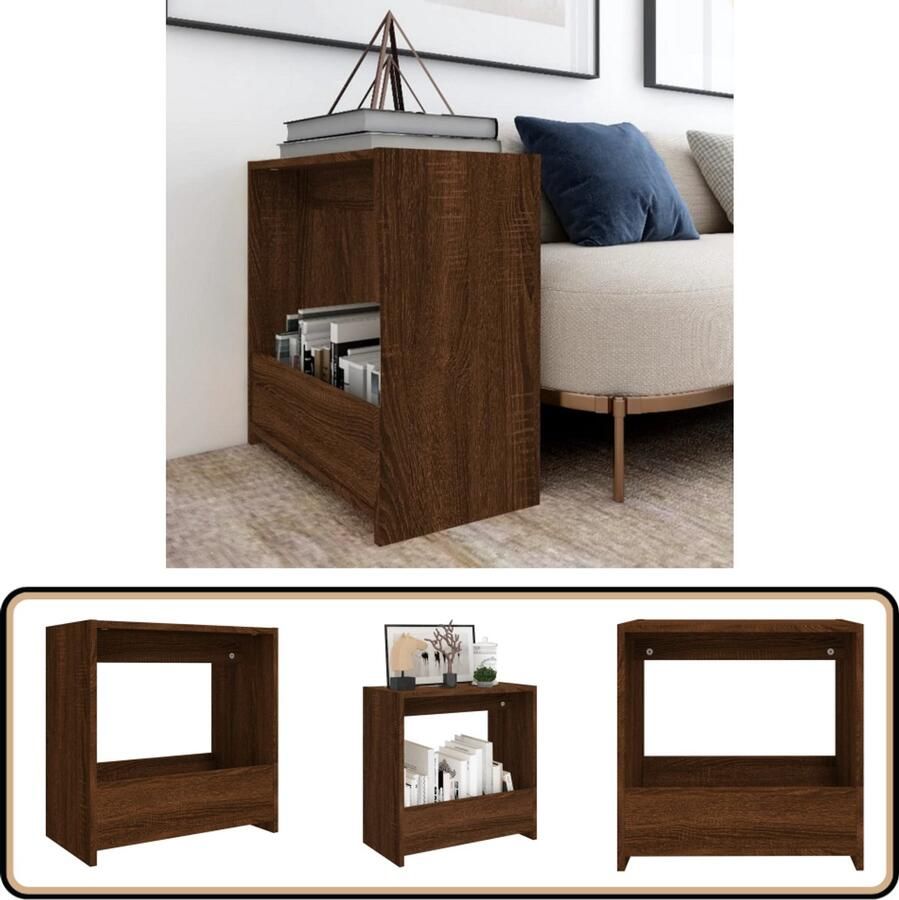 VidaXL Bijzettafel Bruin Eiken 50x26x50 cm Hoekkast Bijzettafel Salontafel Houten Kast Bruine Kleur