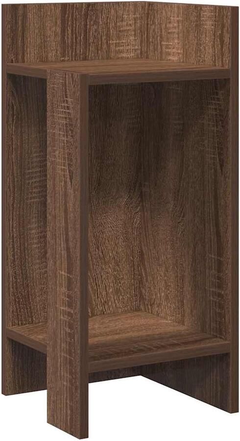 VidaXL Bijzettafel Bruin Eiken met 2 Schappen Bijzettafel Salontafel Houten Meubels Modern Design Multifunctioneel Opbergruimte Woonaccessoires Decoratiekast