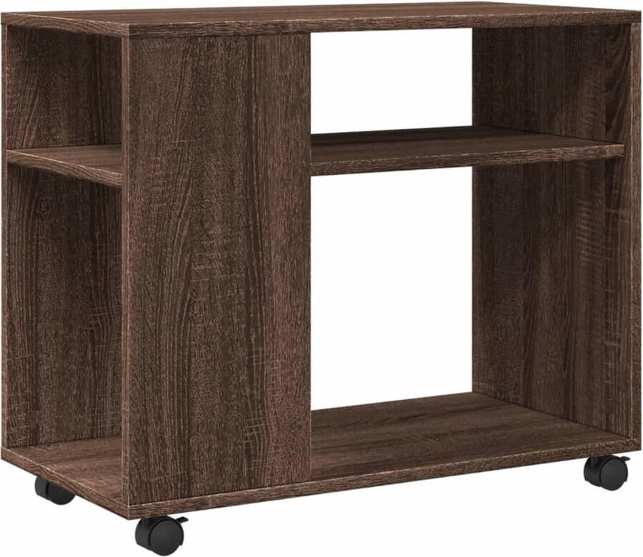 VidaXL Bijzettafel Bruin Eiken met Wieltjes 70cm Bijzettafel Bijzettafels Salontafel Tafel