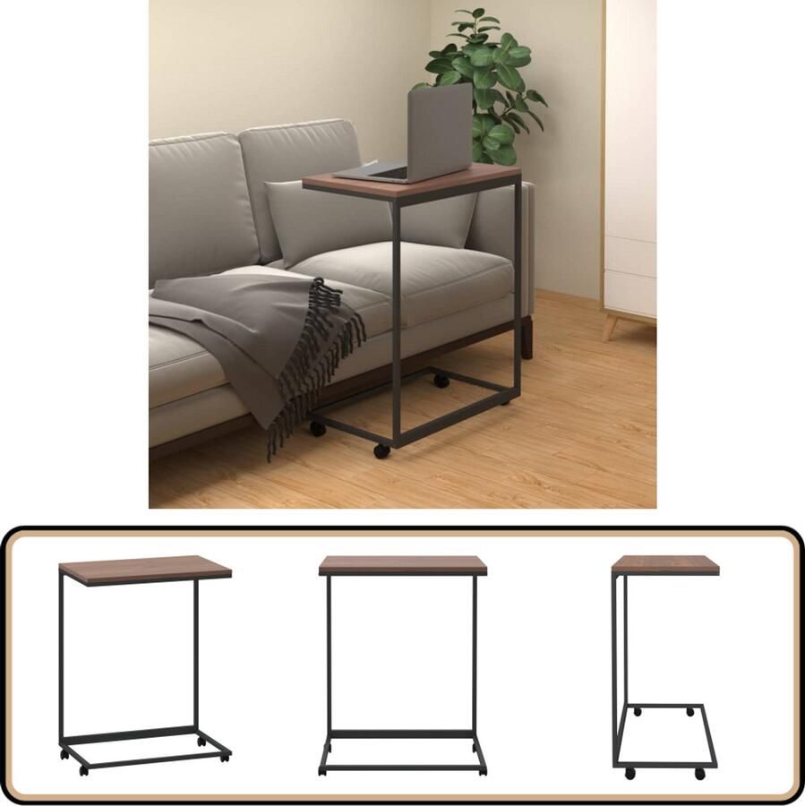 VidaXL Bijzettafel C-vorm 55x35x70 cm Zwart Bruin Bijzettafel C Vormig Tafel Zwarte Bijzettafel Houten Bijzettafel Industriële Bijzettafel Kleine Bijzettafel Salontafel Sidetable
