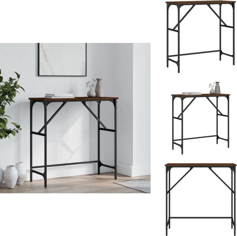 VidaXL Bijzettafel Console Tafel Hoge Tafel Tafeltje Wandtafel 75x32x75 cm bewerkt hout bruin eikenkleur