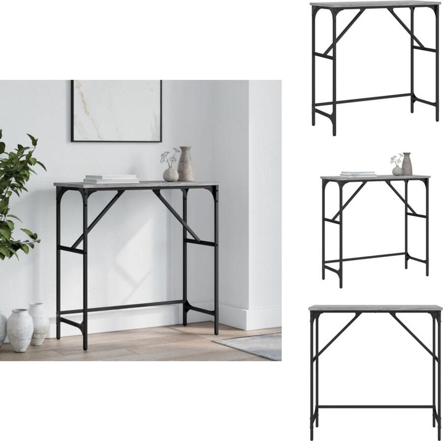 VidaXL Bijzettafel Console Tafel Hoge Tafel Tafeltje Wandtafel 75x32x75 cm bewerkt hout grijs sonoma eikenkleurig