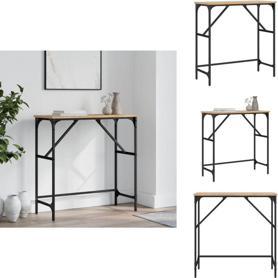VidaXL Bijzettafel Console Tafel Hoge Tafel Tafeltje Wandtafel 75x32x75 cm bewerkt hout sonoma eikenkleurig