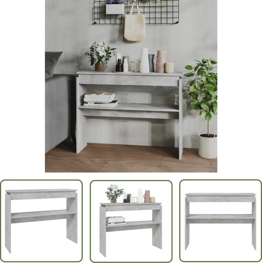 The Living Store Consoletafel Betongrijs 102x30x80cm Hoogwaardig spaanplaat Consoletafel Bijzettafel Houten Tafel Grijze Tafel Wandtafel - Foto 2