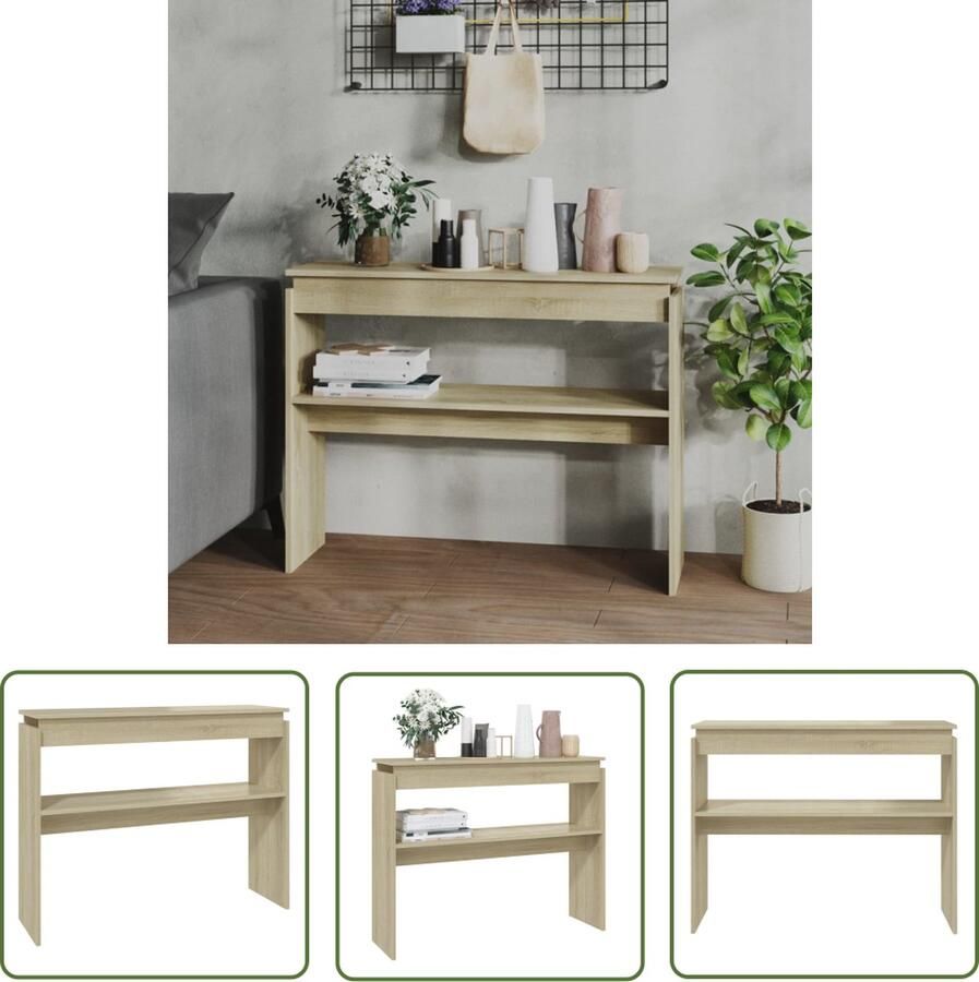 The Living Store Consoletafel Sonoma Eiken 102 x 30 x 80 cm Duurzaam en praktisch Consoletafel Bijzettafel Salontafel Houten Tafel Sonomaplank - Foto 2