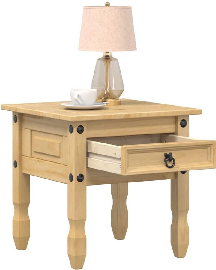 VidaXL Bijzettafel Corona Massief Grenenhout 50x50x50 cm Bijzettafel Bijzettafels Salontafel Tafel