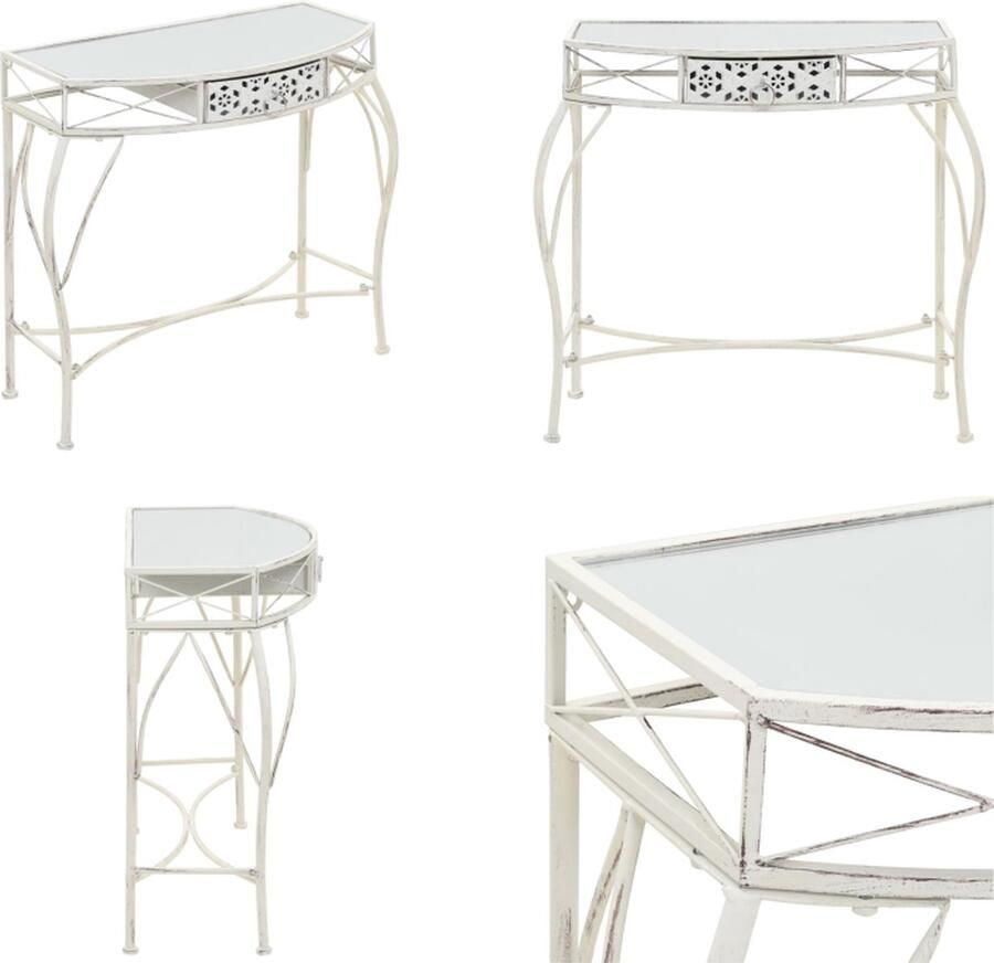VidaXL -Bijzettafel-Franse-stijl-82x39x76-cm-metaal-wit