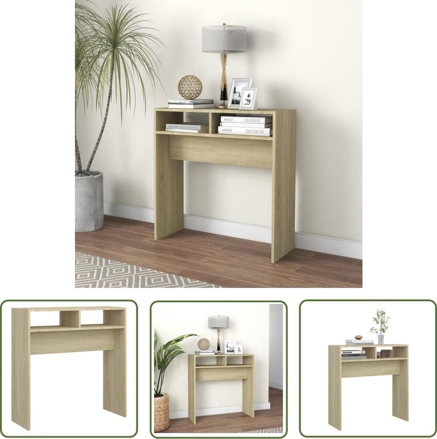 The Living Store Gangtafel Sonoma Eiken 78x30x80 cm Duurzaam en ruimtebesparend Gangtafel Bijzettafel Consoletafel Houten Tafel Sonomaeikentafel - Foto 2