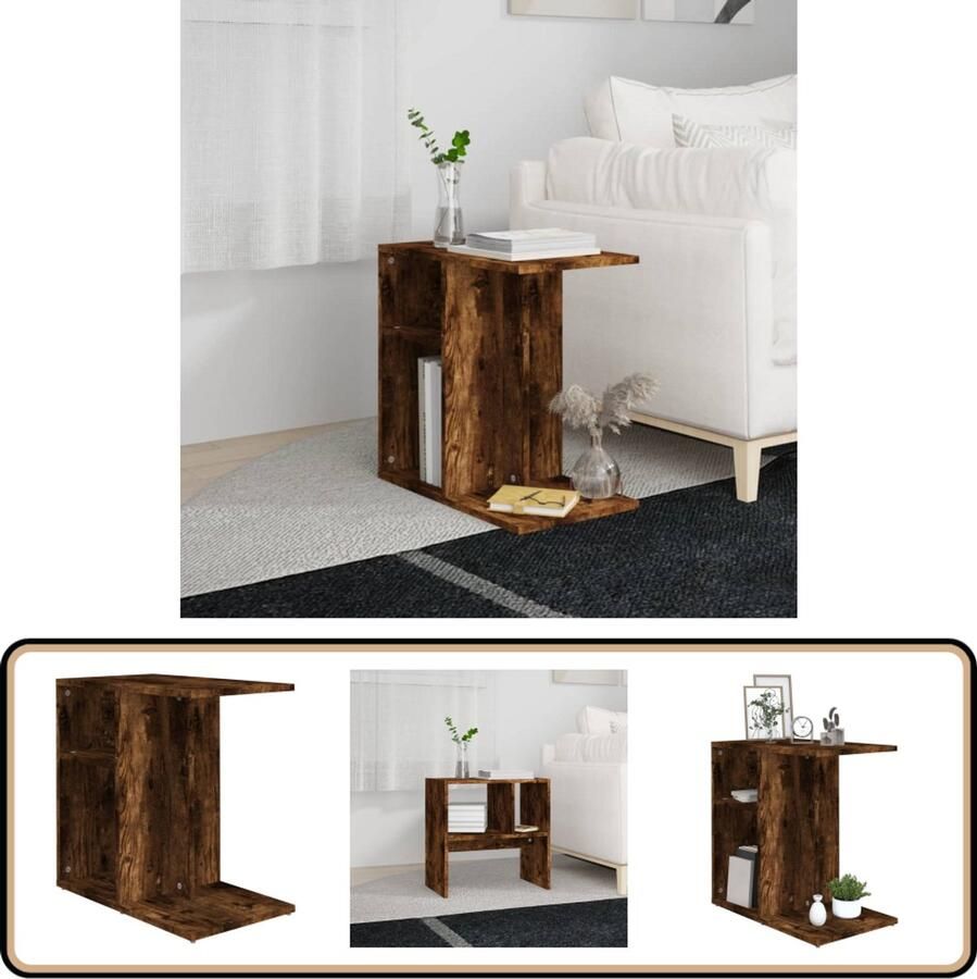 VidaXL Bijzettafel Gerookt Eiken 50x30x50 cm Woonkamertafel Salontafel Bijzettafel Tafel Houten Tafel Bruine Tafel Design Tafel Modern Tafel