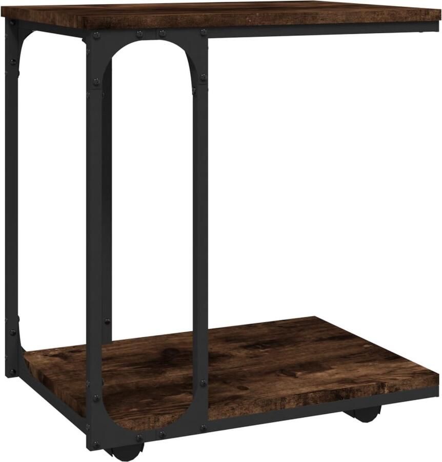 VidaXL Bijzettafel Gerookt Eiken 50x35x55 5 cm Bijzettafel Industrieel Design Houten Bijzettafel C Vormige Bijzettafel Salontafel