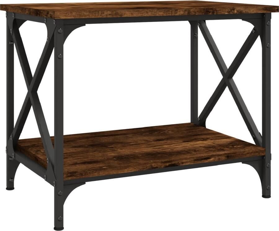 VidaXL Bijzettafel Gerookt Eiken 55x38x45 cm Bijzettafel Industriele Meubelen Houten Bijzet Tafels Bruine Bijzettafel Salontafel Kleine Salontafel
