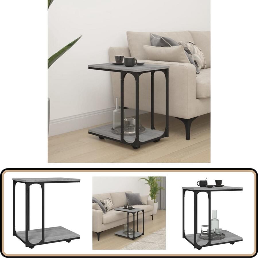VidaXL Bijzettafel Grijs Sonoma Eiken 50x35x55 5 cm Bijzettafel Industrieel Design Houten Meubilair Grijze Meubels Salontafel