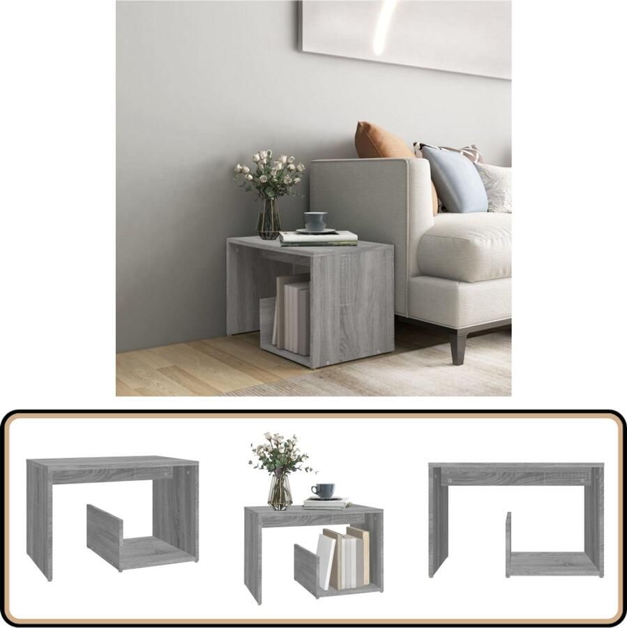 VidaXL Bijzettafel Grijs Sonoma Eiken 59x36x38 cm Bijzettafel Salontafel Eindtafel Modern Design Houten Meubels - Foto 2