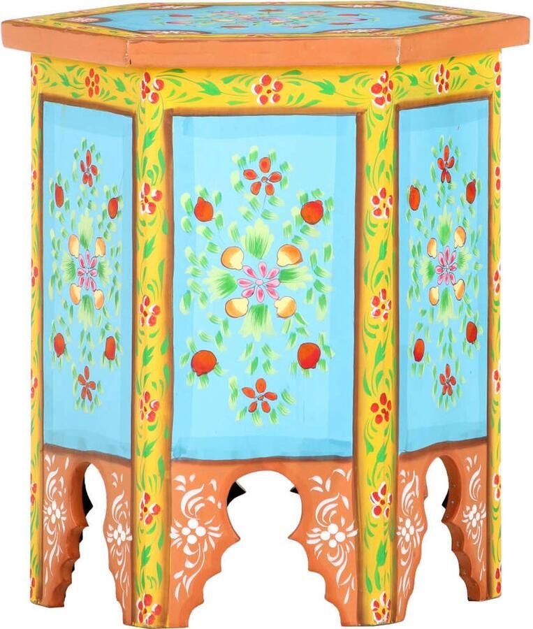 VidaXL Bijzettafel handgeschilderd 38x33x42 cm mangohout meerkleurig