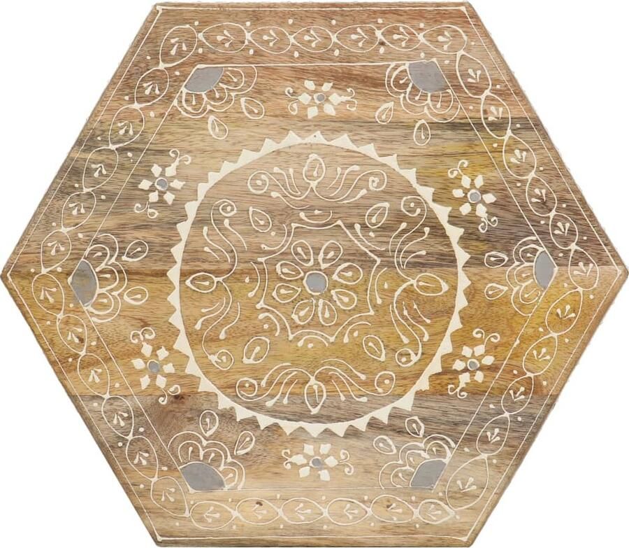 VidaXL Bijzettafel Handgeschilderd Massief Mangohout Bijzettafel Salontafel Houten Meubels Mango Hout Vintage Stijl
