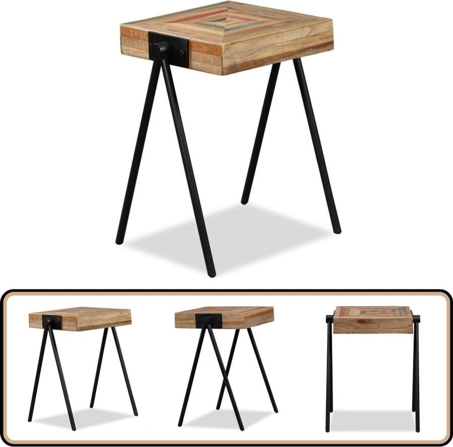 VidaXL -Bijzettafel-massief-hergebruikt-teakhout