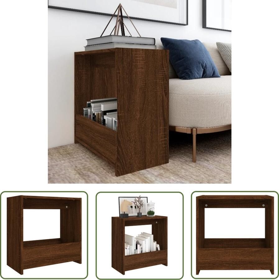 The Living Store Hoekopbergkast Bewerkt hout 50 x 26 x 50 cm Bruineiken Hoekkast Bijzettafel Salontafel Houten Kast Tv Stand - Foto 3