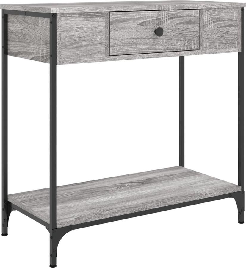 The Living Store Wandtafel 75x34 5x75 cm bewerkt hout grijs sonoma eikenkleurig Wandtafel Retro Bijzettafel Industrieel Houten Kast Vintage Tafeltje Entreetafel