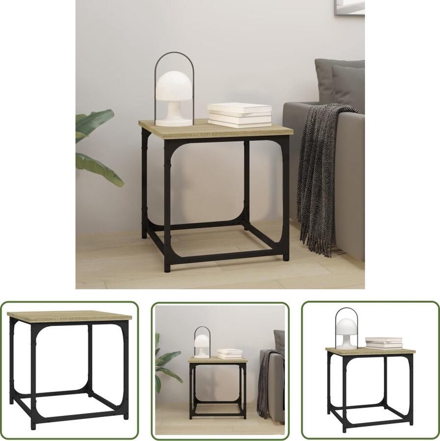 The Living Store Bijzettafel IndustriÃle Salontafel 40 x 40 x 40 cm Sonoma Eiken Industriële Tafel Bijzettafel Salontafel Houten Tafel Bruine Tafel - Foto 2