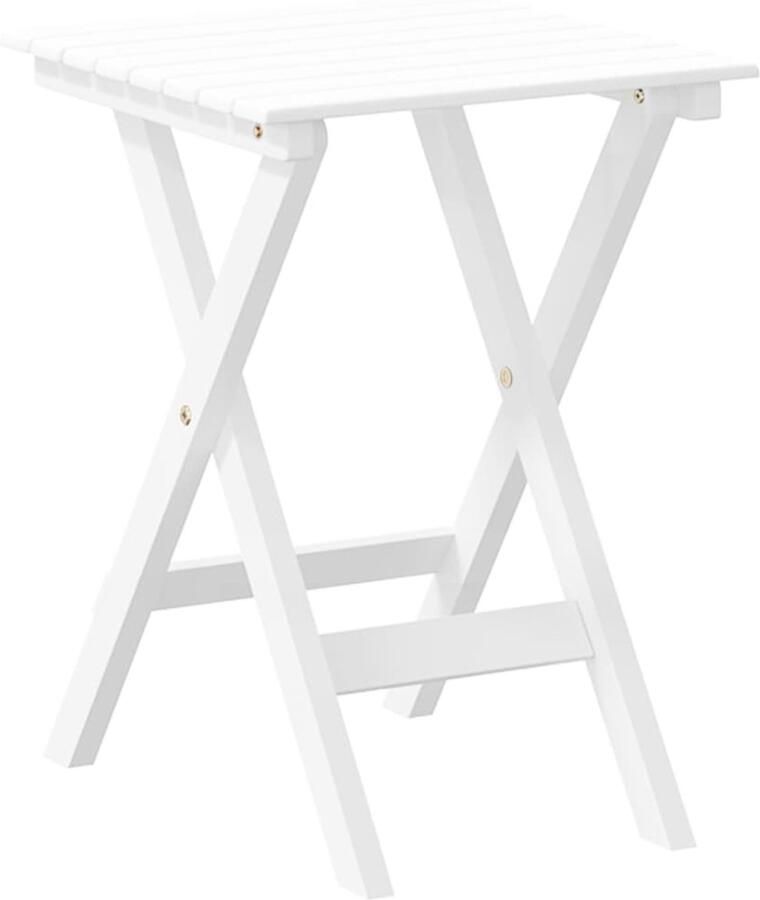 The Living Store Bijzettafel inklapbaar massief populierenhout wit Bijzettafel Inklapbare Tafel Houten Tafel Witte Tafel Buitentafel