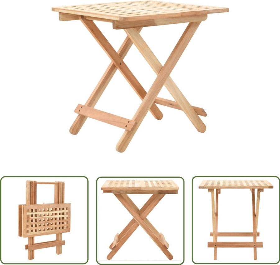 VidaXL Bijzettafel Inklapbaar Walnotenhout 50x50 cm Bijzettafel Walnotenhout Inklaptabel Salontafel Kleine Tafel Compact Beige Modern Design Multifunctioneel Woonaccessoires