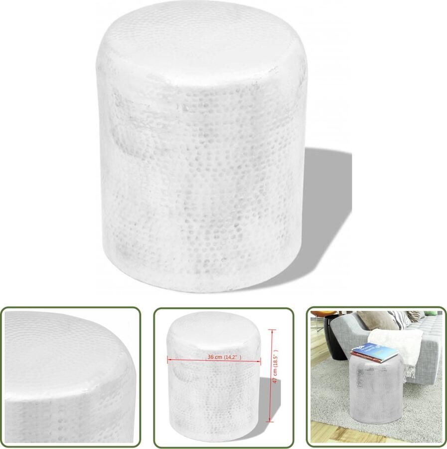 The Living Store Krukje Gehamerd Aluminium 36 x 47 cm Stijlvol en Duurzaam Krukje Bijzettafel Aluminum Meubilair Vintage Stoffen Industriële Stijl - Foto 2