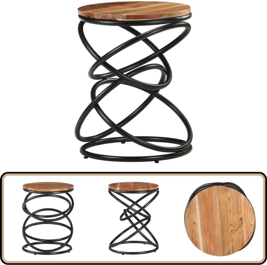 VidaXL Bijzettafel Massief Acaciahout 40x40x52 cm Salontafel Salontafels Opium Tafel Opium Tafels